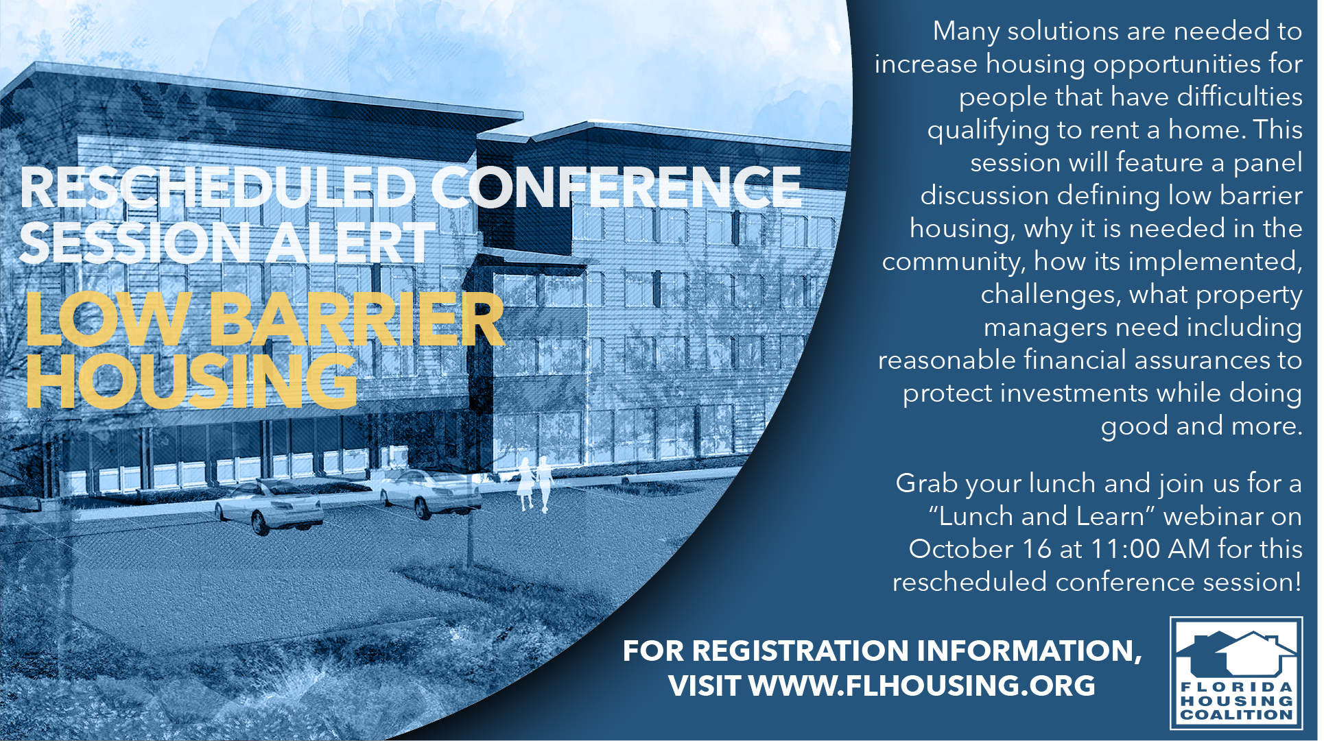 WEBINAR Low Barrier Housing (Conference Session Reschedule) Florida